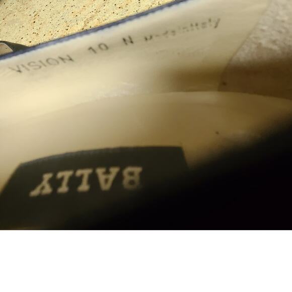 Bally Vintage Black Leather Made in Italy Pumps Shoes 3" Heels Brogue Style 10 N - Picture 5 of 5